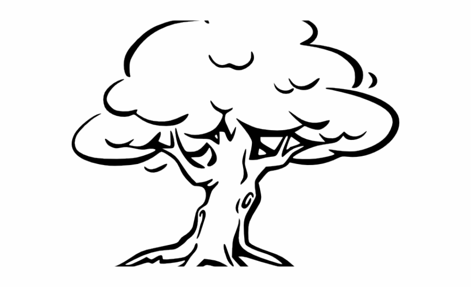 tree black and white clipart easy