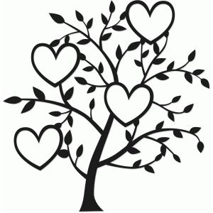 tree black and white clipart heart