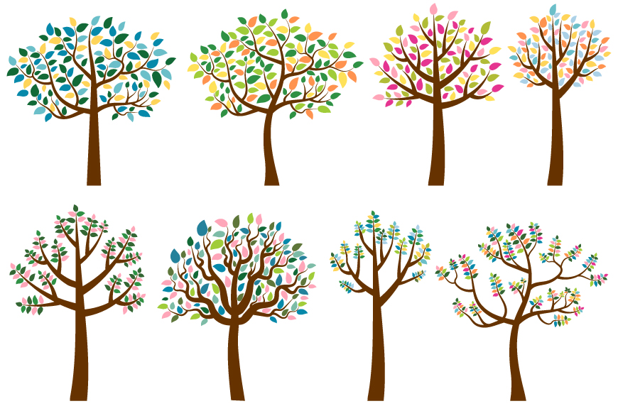 Trees with colorful leaves clip art