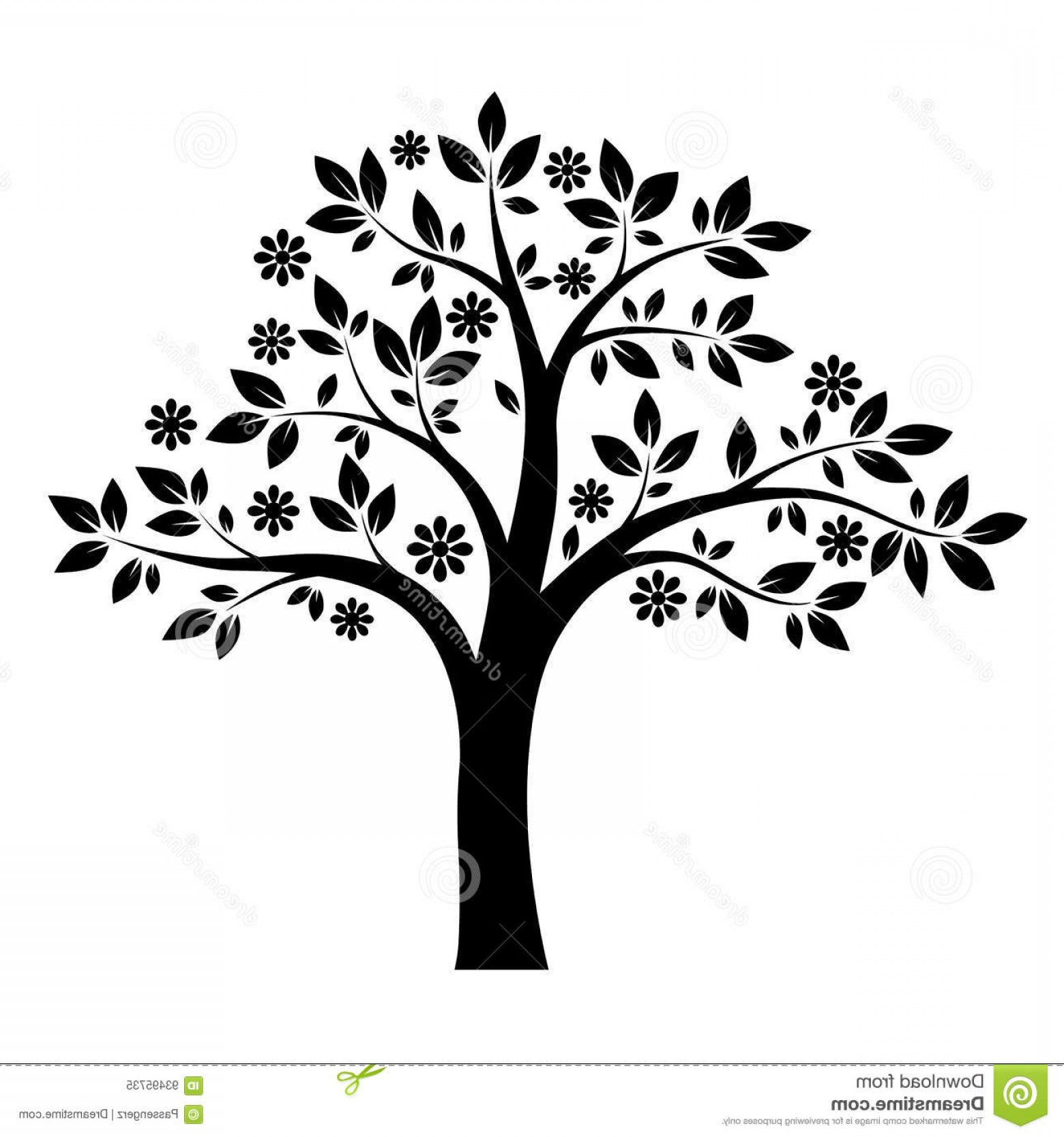 Stock Illustration Black White Tree Vector Fairy Eco