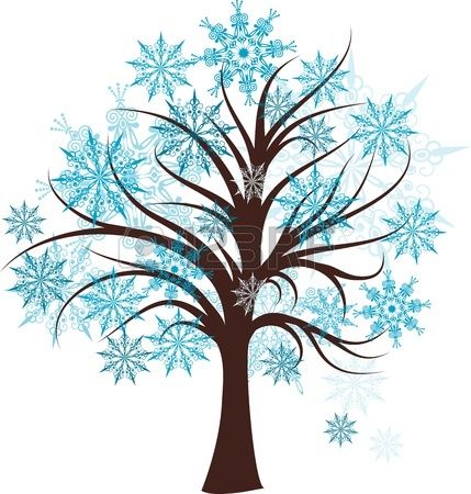 Decorative winter tree, vector illustration