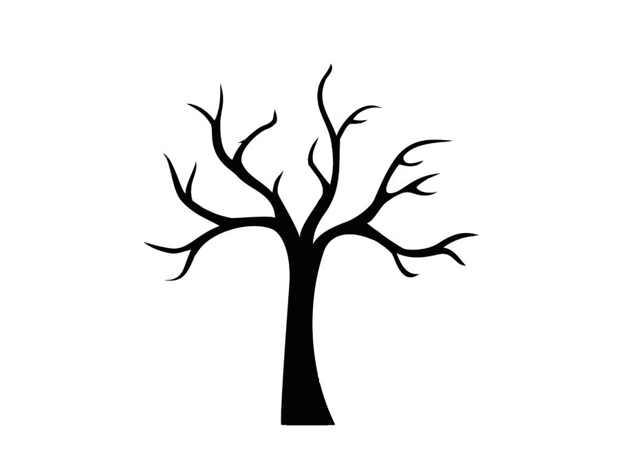 Simple Bare Tree Silhouette Sketch Coloring Page