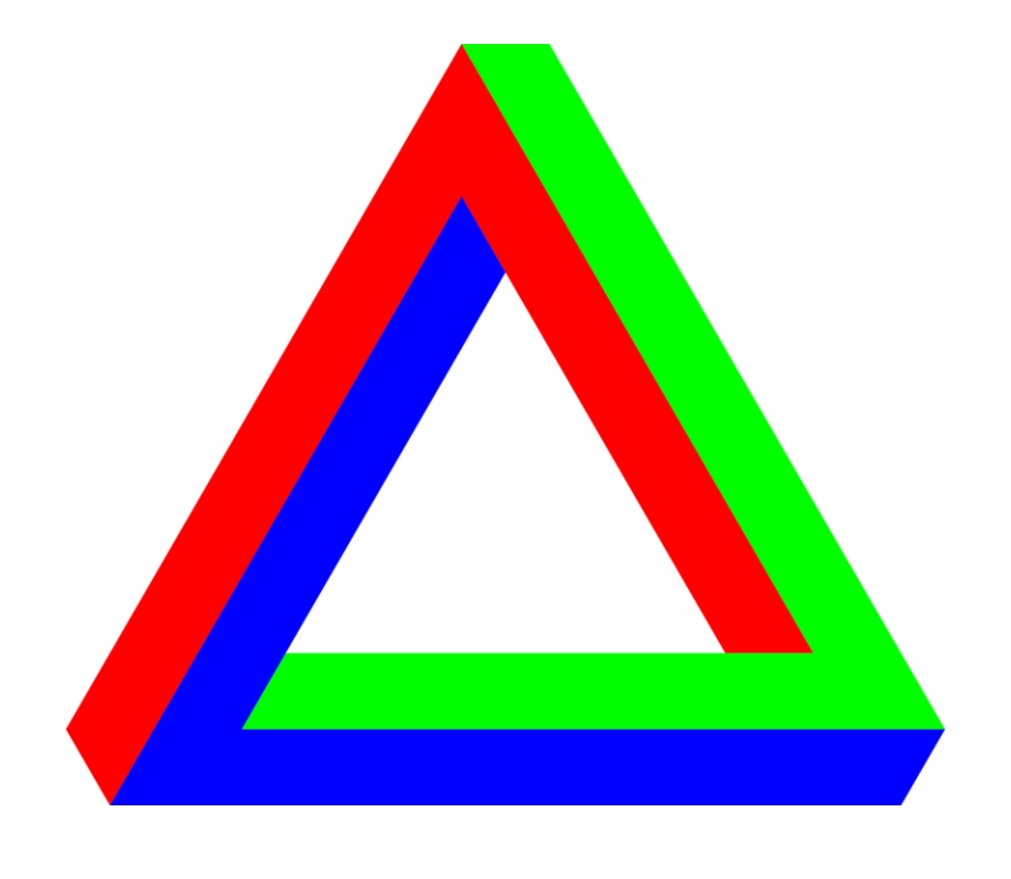 Penrose Triangle Rgb Color Model Green Optical Illusion