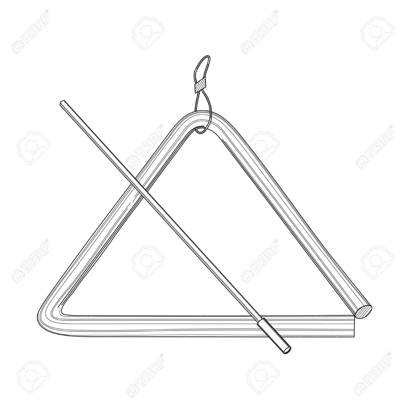 Triangle instrument clipart black and white