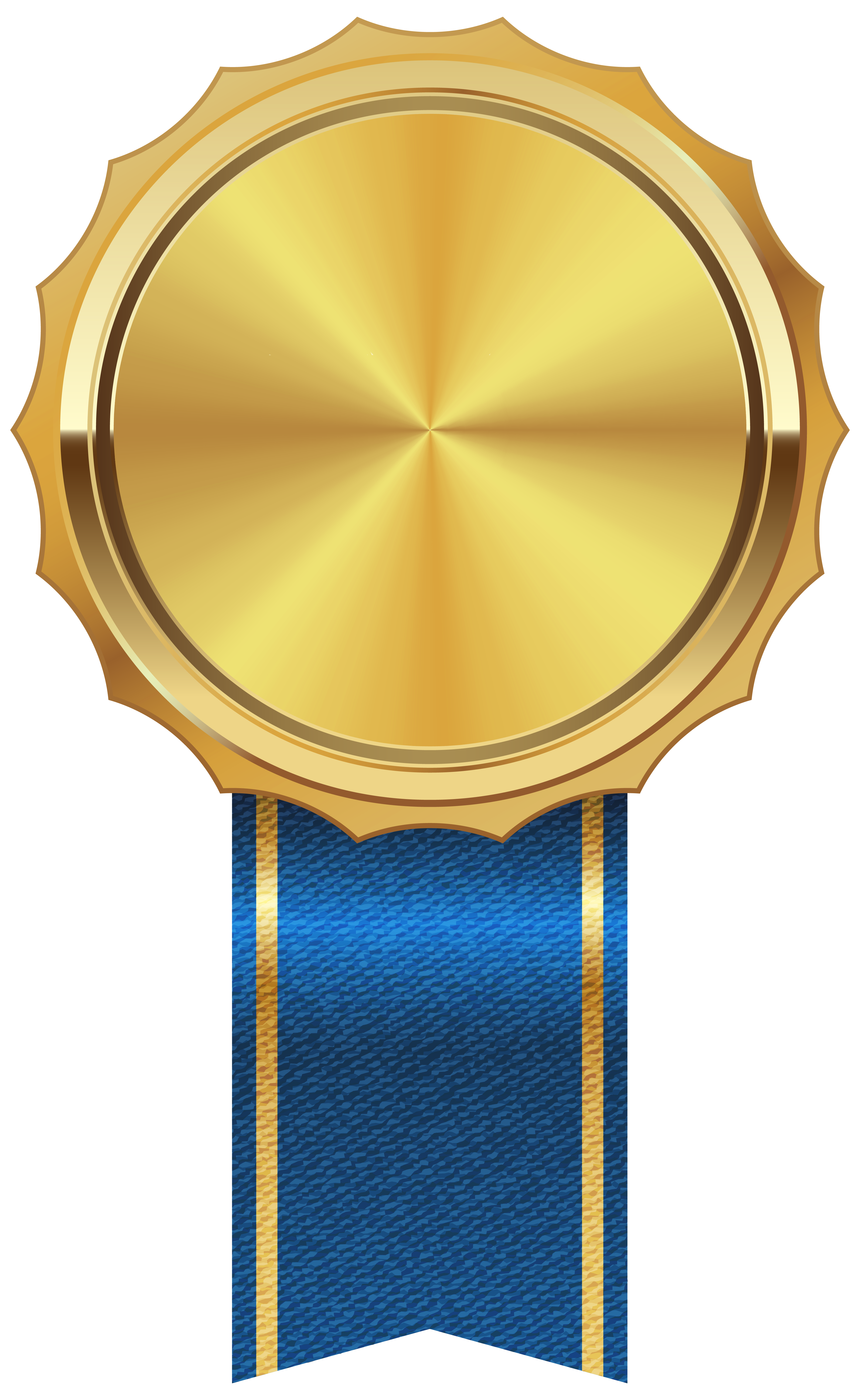Gold Medal with Blue Ribbon PNG Clipart Image