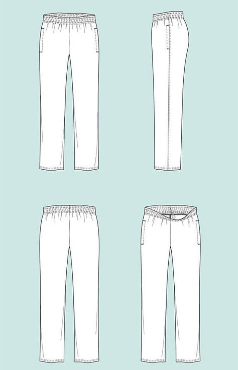 Fleece pants vector fashion flat sketch, Adobe Illustrator