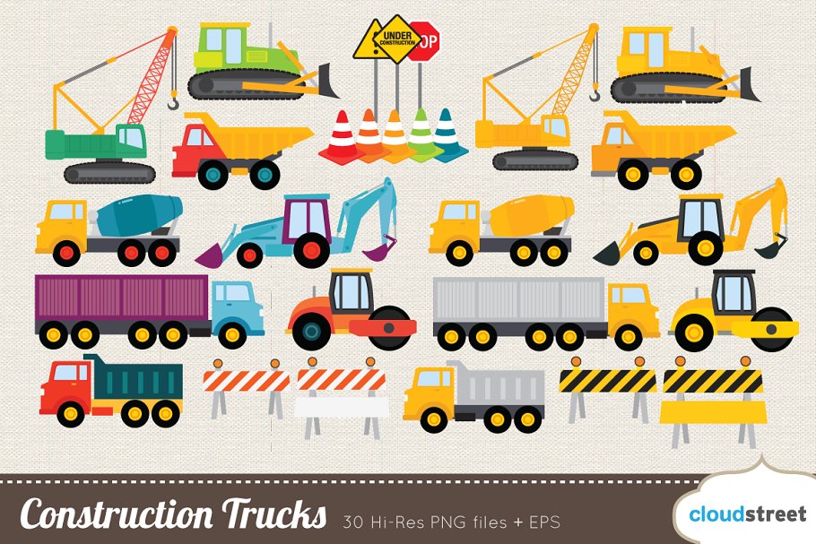 Construction Trucks Clipart