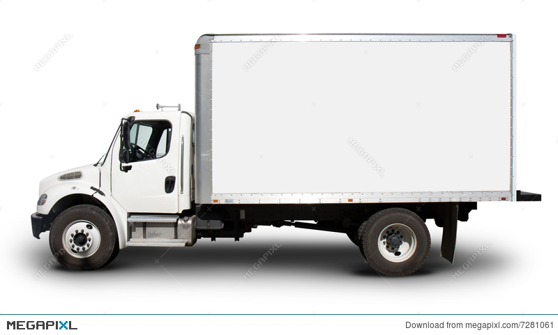 White Delivery Truck Side View Stock Photo