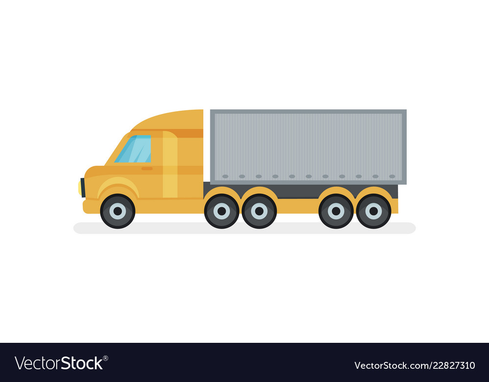 Large truck with metal container side view heavy