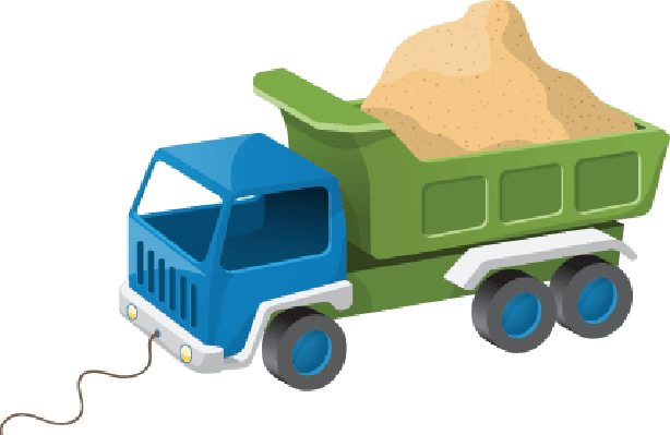 Colorful Dump Truck Toy with Sand Illustration