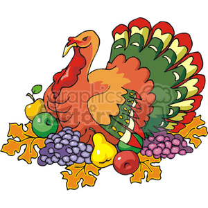 Colorful turkey clipart.