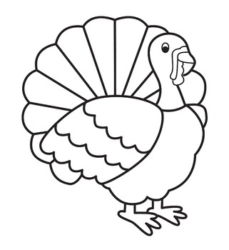 Simple Turkey line clip art black and white
