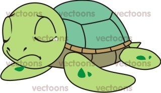 Sad turtle illustration.