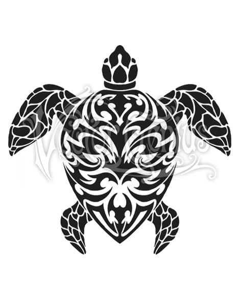 Sea Turtle Tropical Tribal Tattoo ClipArt