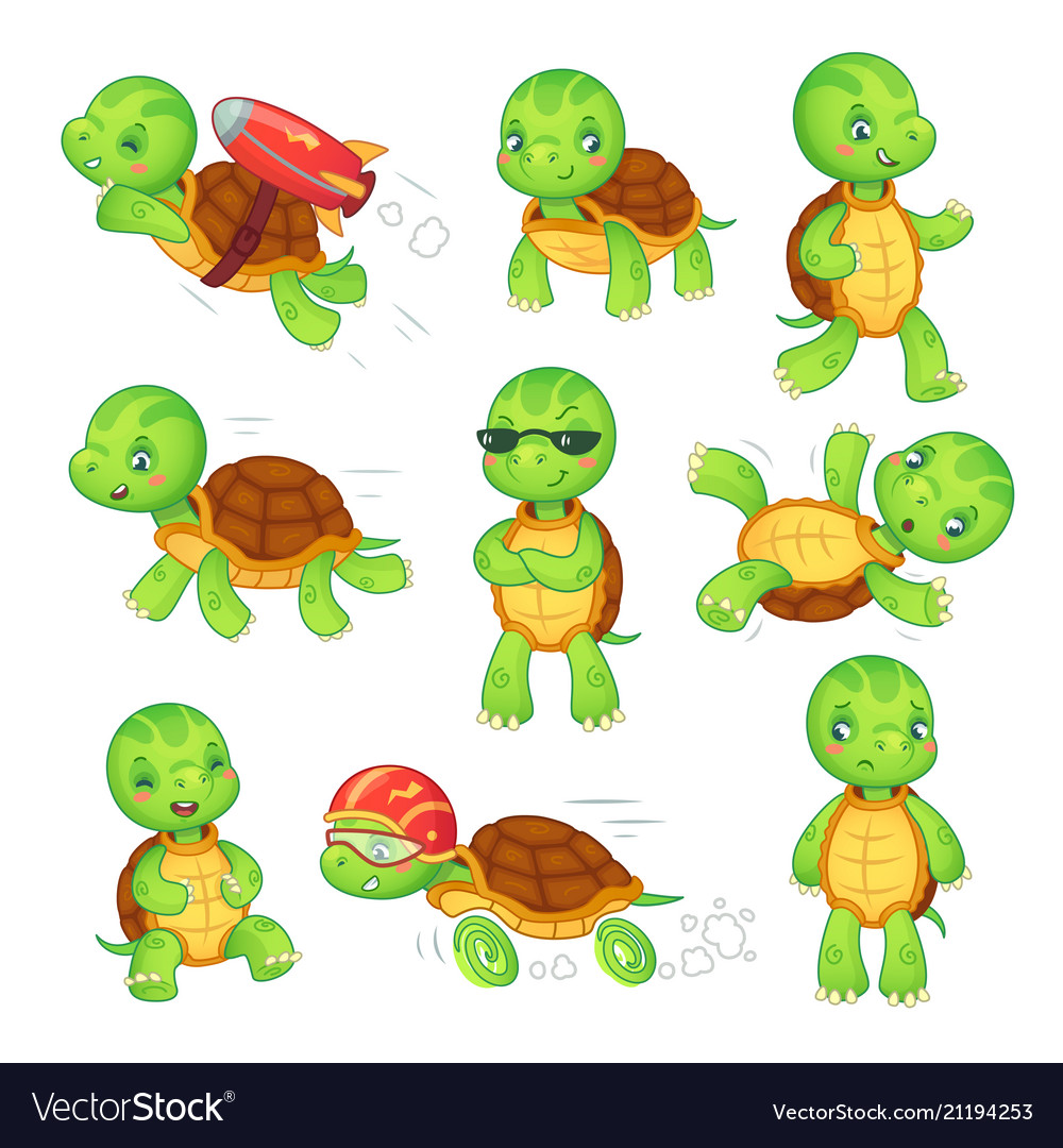 Turtle child running fast tortoise green kids