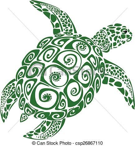 Vector Clip Art of Green Sea Turtle