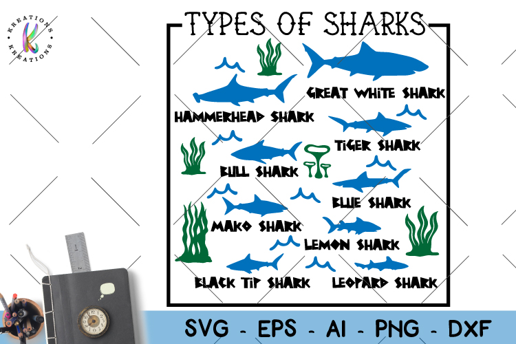 Types sharks svg.