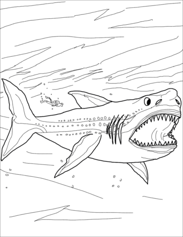 Megalodon shark coloring.