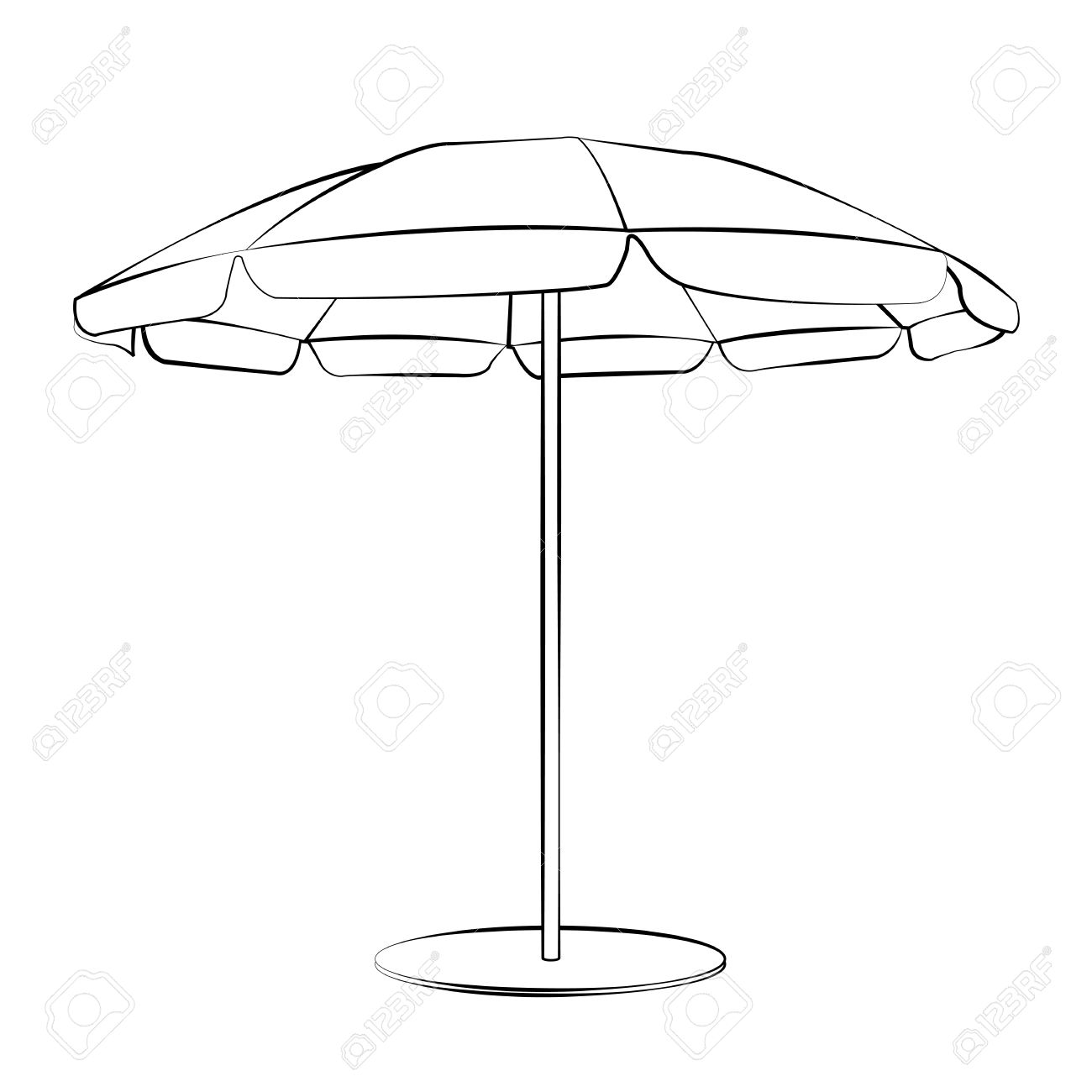 Beach umbrella clipart black and white