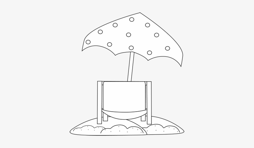 Black And White Beach Chair Under Umbrella Clip Art