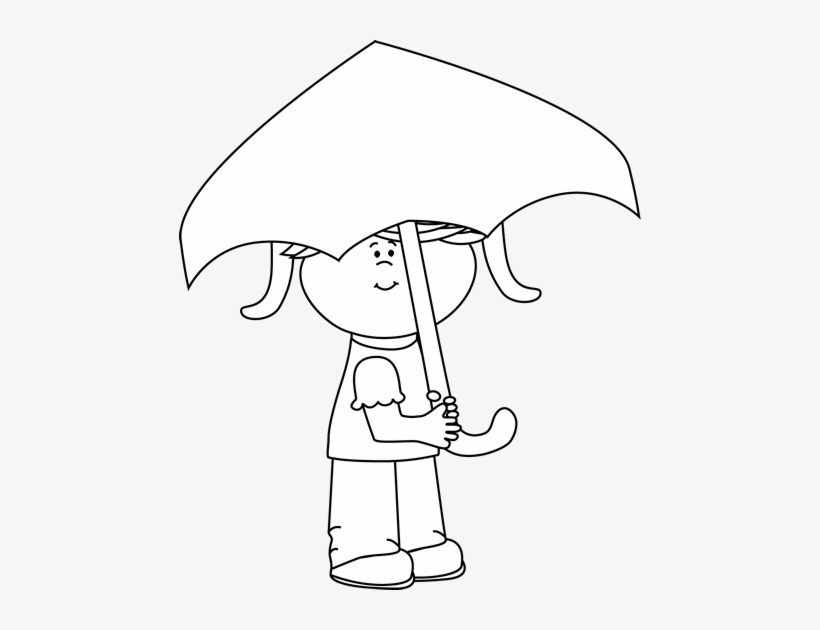 umbrella clipart black and white kid
