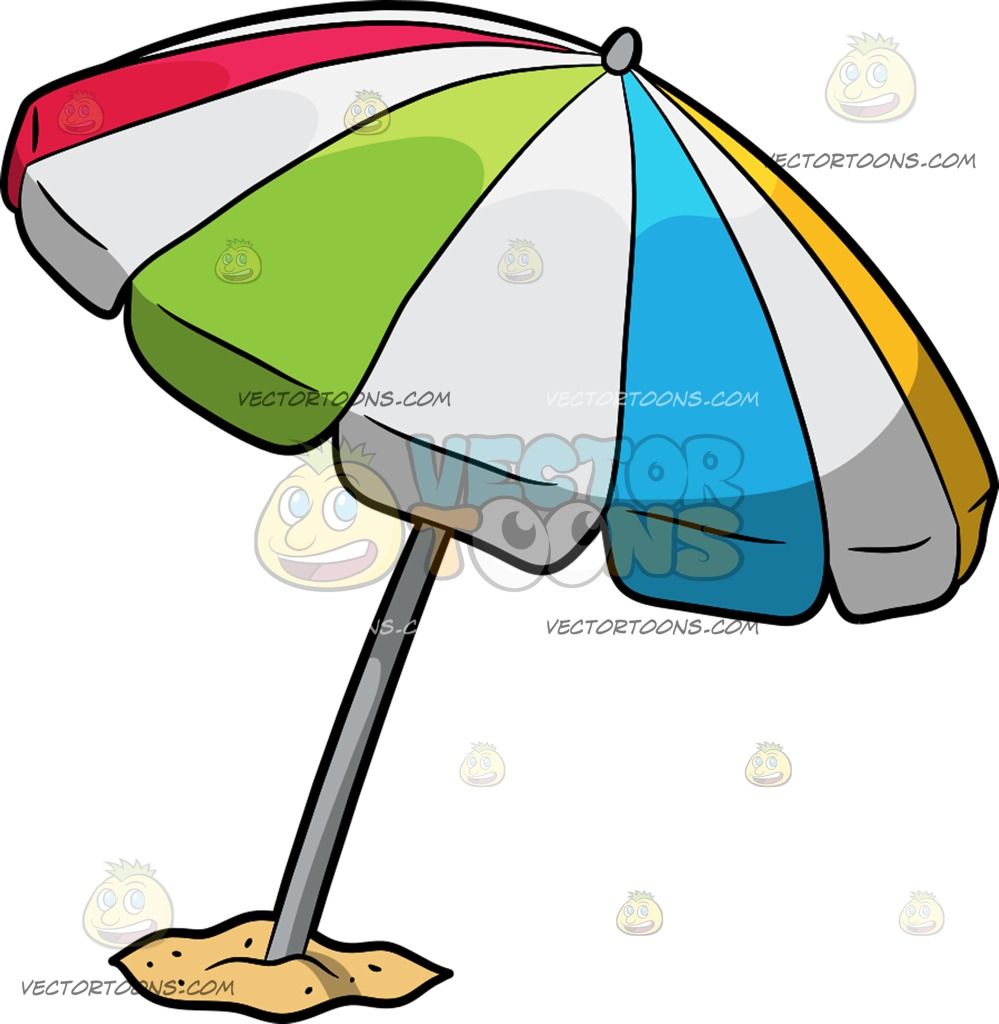 Beach umbrella cartoon.