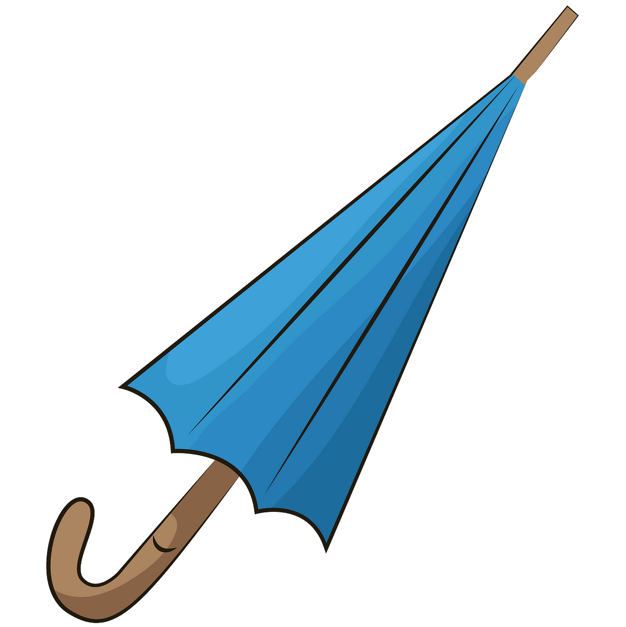 Closed blue umbrella clipart