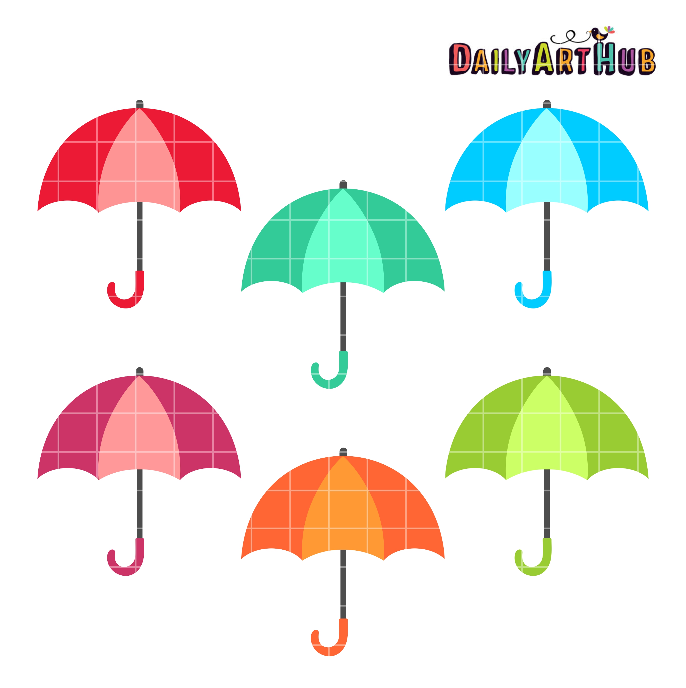 Colorful Umbrellas Clip Art Set
