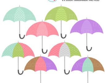 Pastel Umbrellas Clipart Set
