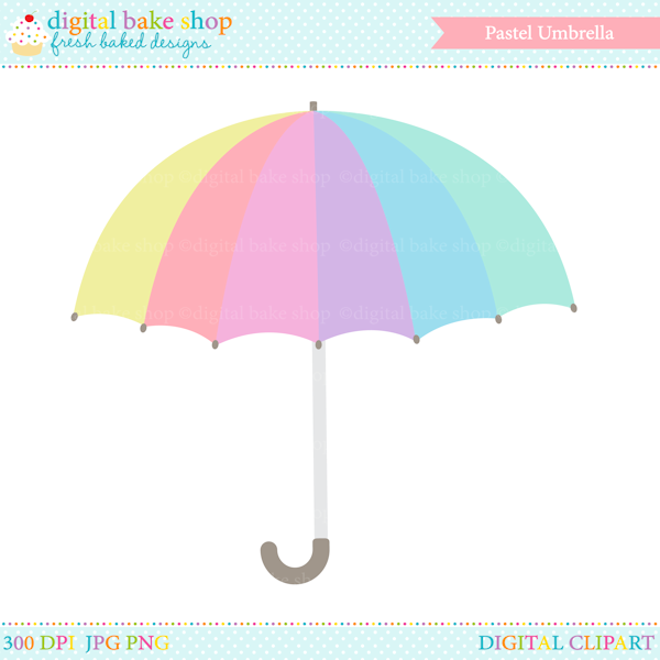 Pastel Umbrella Digital Clip Art