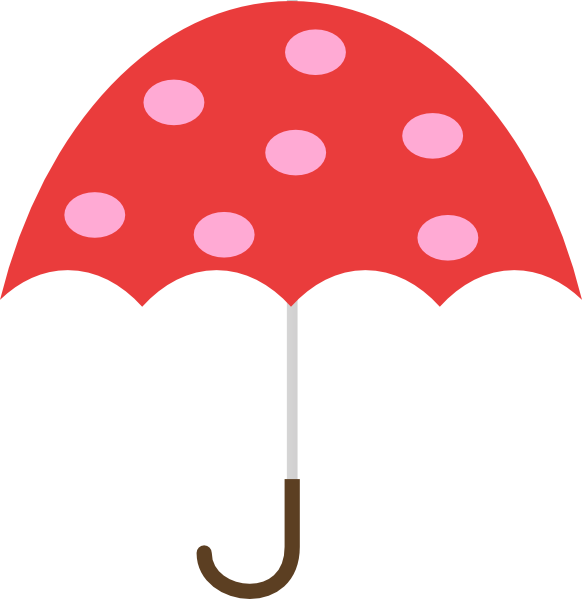 Polka dot umbrella.