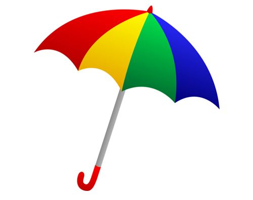 Rainbow color umbrella.