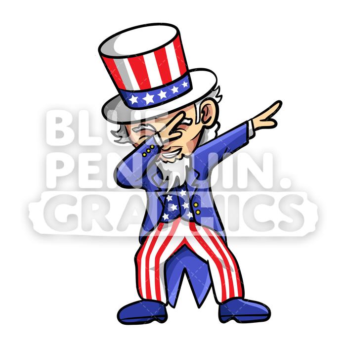 Uncle Sam Dabbing Vector Cartoon Clipart Illustration