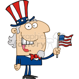 Uncle Sam with american flag clipart