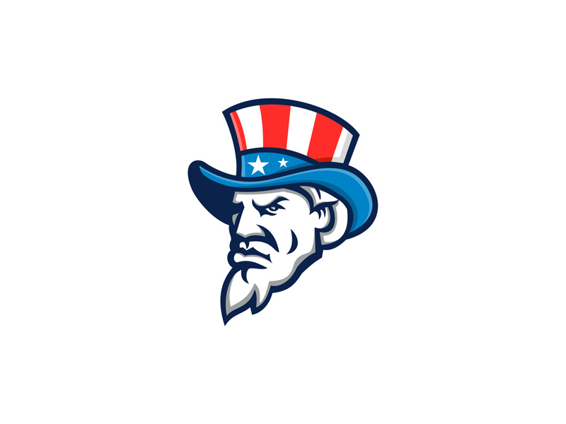 Uncle Sam Wearing USA Top Hat Mascot by Aloysius Patrimonio