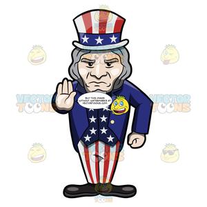Uncle Sam Signaling Someone To Stop Whatever They Are Doing