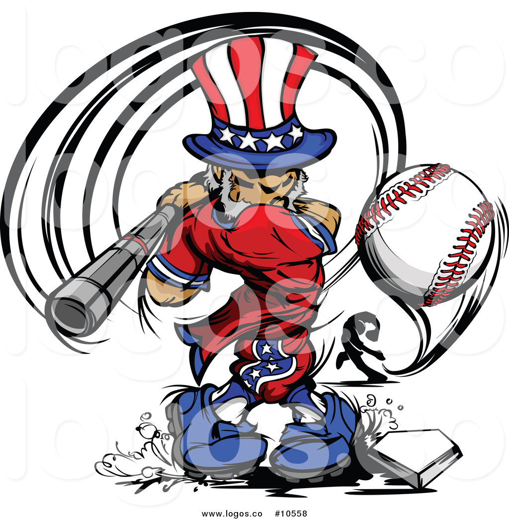 Vector Logo of an Uncle Sam Baseball Player Batting by