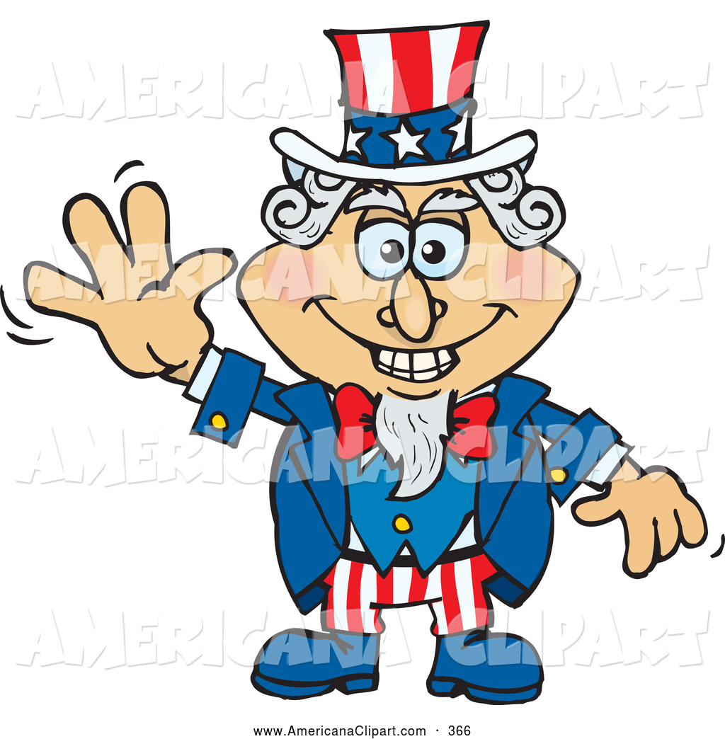 Americana Vector Cartoon Clip Art of a Happy American Uncle