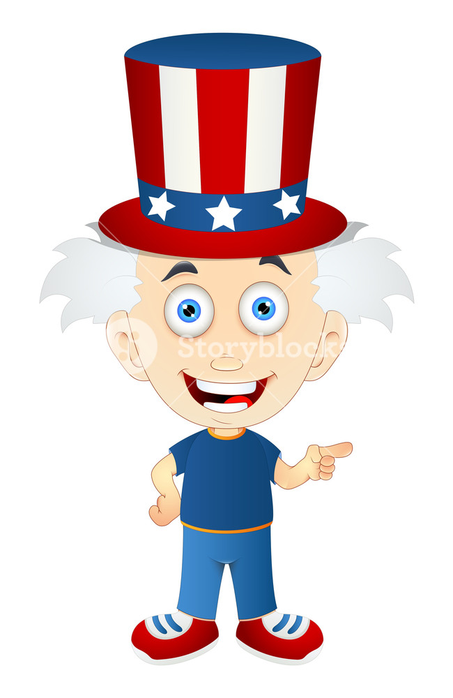 Happy Uncle Sam Cartoon Kid Royalty