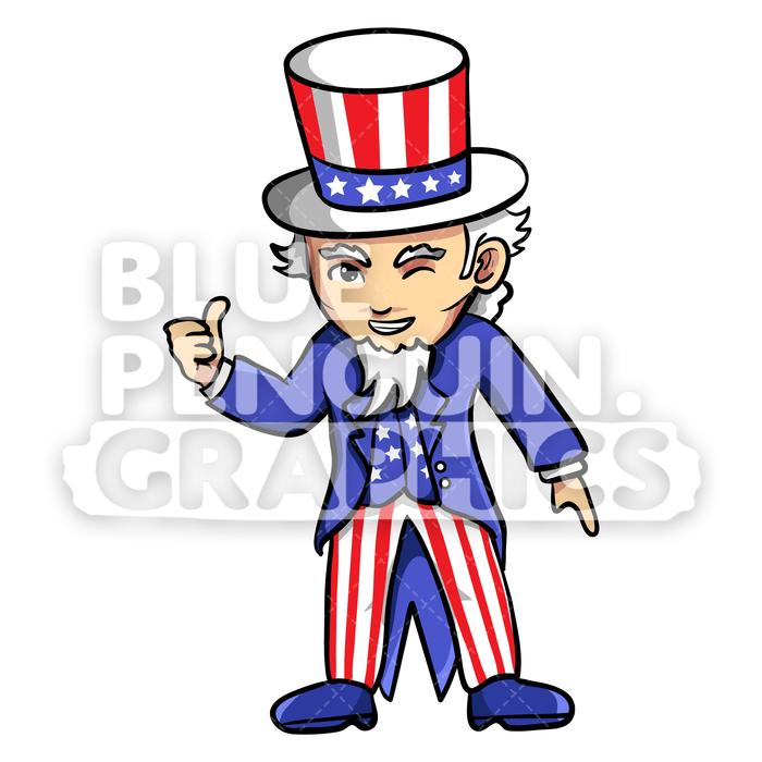 Uncle Sam Giving a Thumbs Up Vector Cartoon Clipart Illustration