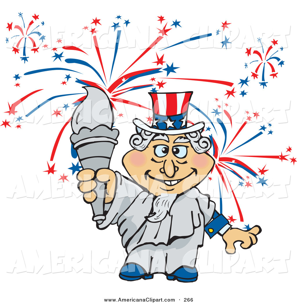Americana Vector Cartoon Clip Art of a Happy Uncle Sam As