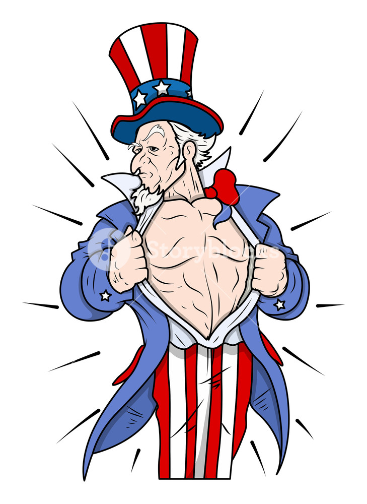 Superhero Uncle Sam Showing Chest