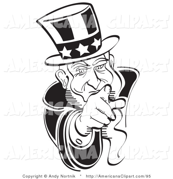 Americana Vector Clip Art of a Black and White Uncle Sam
