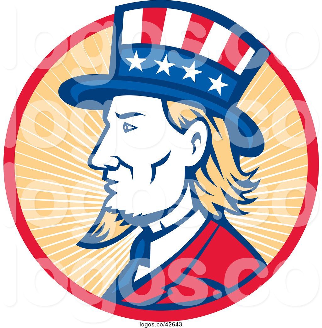 Logo of Retro Uncle Sam with a Patriotic Top Hat in a Circle