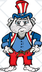 Clipart Illustration of a Sad And Gloomy Uncle Sam Wearing