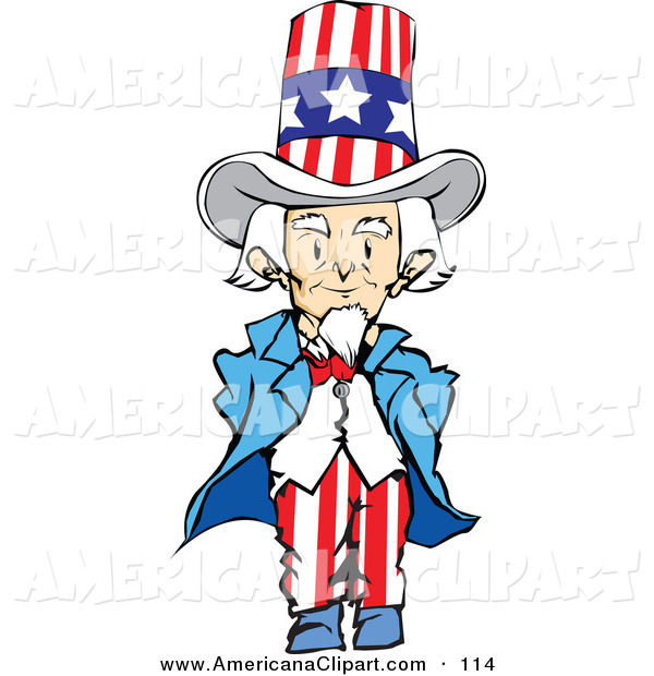 Americana Vector Clip Art of a Caucasian Patriotic Senior