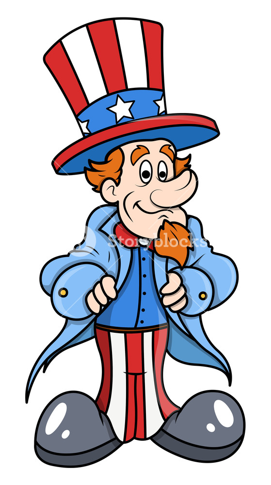 Cute And Happy Uncle Sam Cartoon Vector Royalty