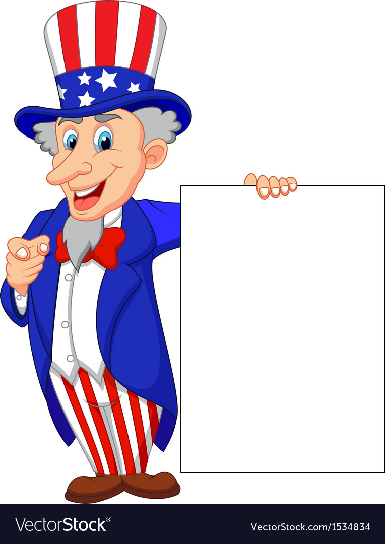 Uncle sam cartoon with blank sign