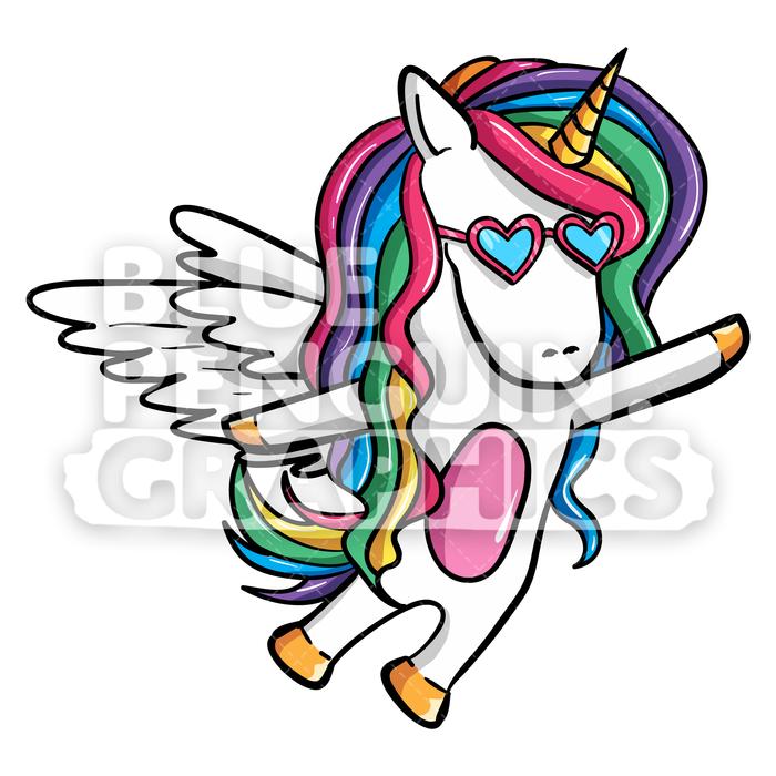 Girly Unicorn Flying With Wings Vector Cartoon Clipart Illustration