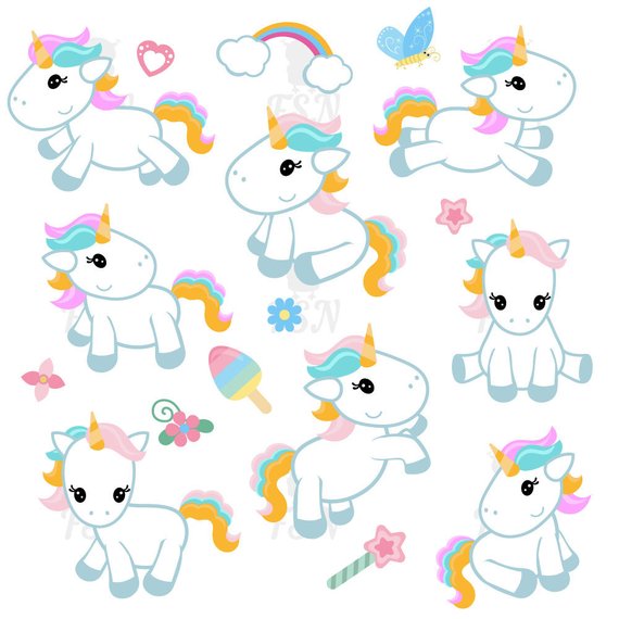 Cute unicorn clipart.